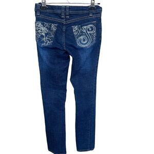 Southpole Juniors Jean Size 5 Dark Wash Low Rise Contrast Stitching Y2K S-Pocket